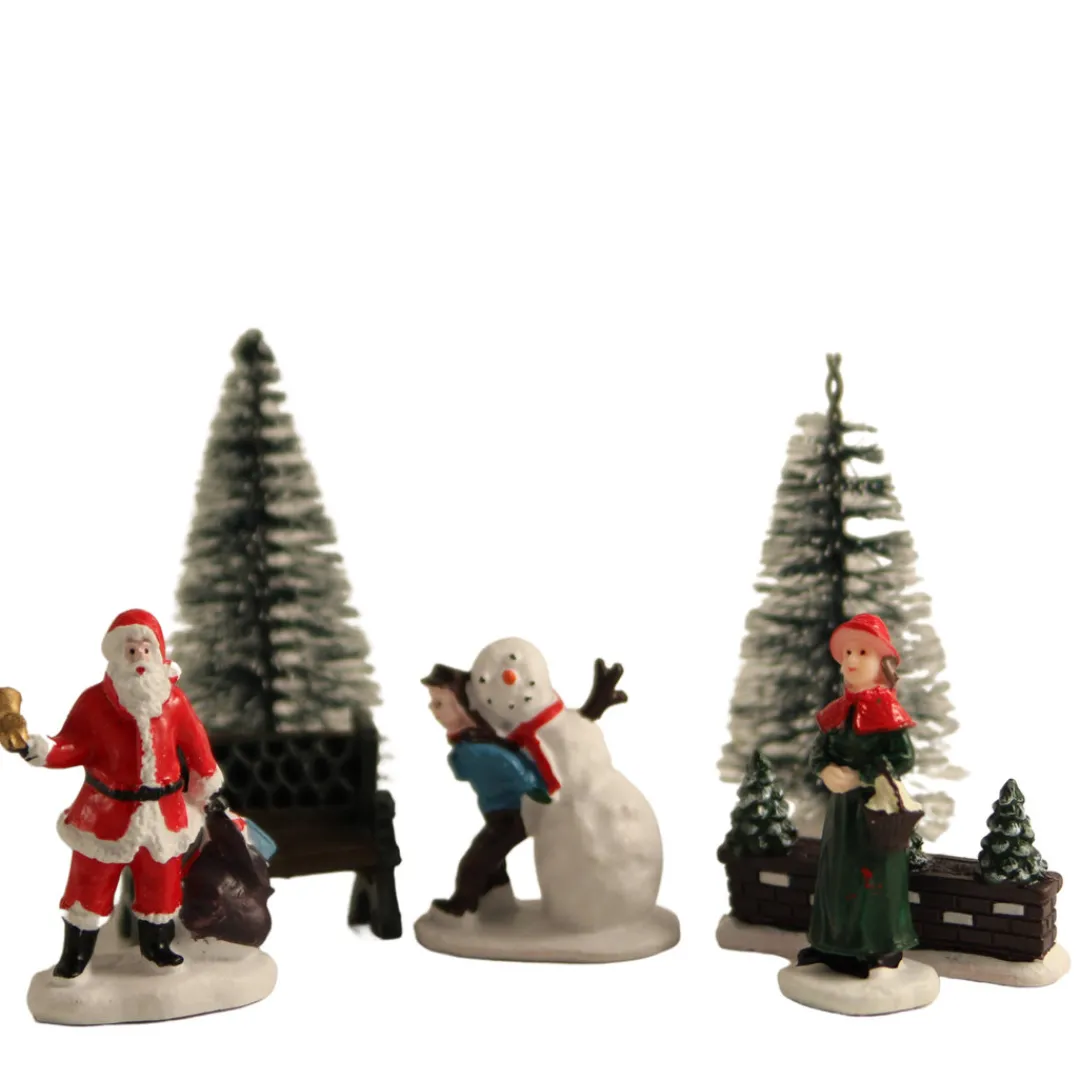 The Christmas Shop 7 Piece Village Accessory Set| Lighted Houses|Christmas Figures