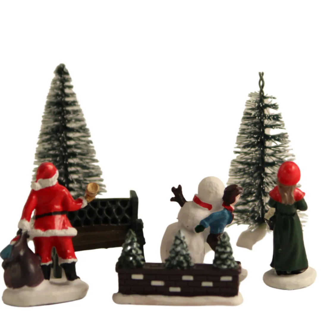 The Christmas Shop 7 Piece Village Accessory Set| Lighted Houses|Christmas Figures