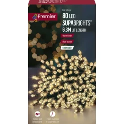 The Christmas Shop 80 Warm White LED Lights| Electric Operated Lights