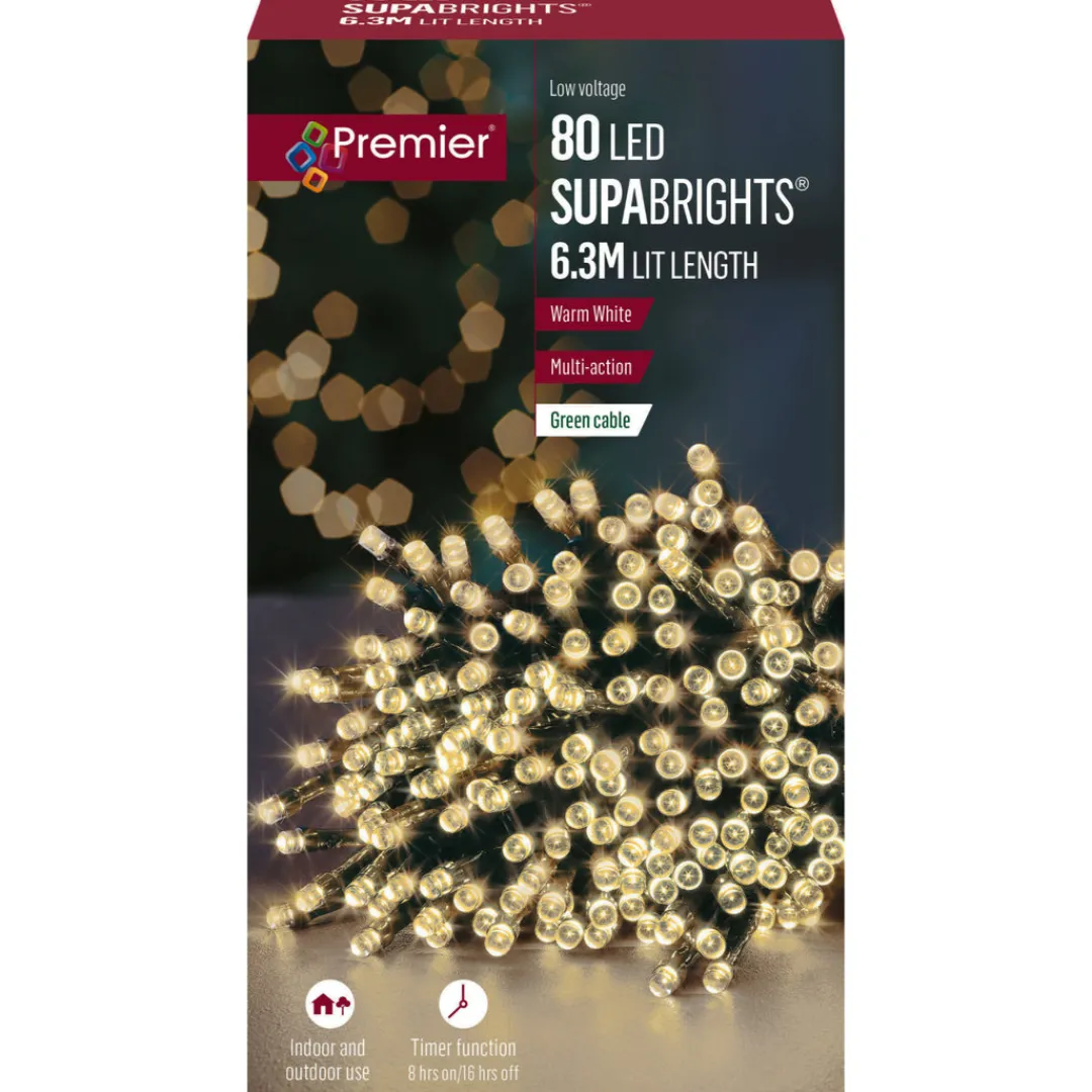 The Christmas Shop 80 Warm White LED Lights| Electric Operated Lights