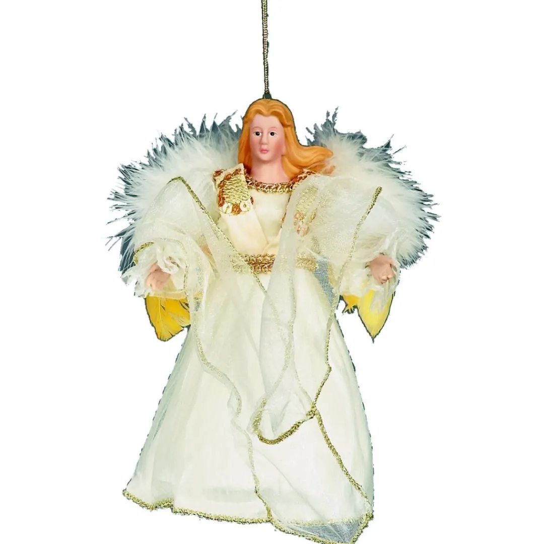 The Christmas Shop Angel In Ivory Dress| Treetop Angels|Gold Theme