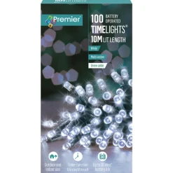 The Christmas Shop Battery Operated 100 White LED Light Set| Battery Operated Lights