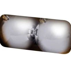 The Christmas Shop Box Of 2 Extra Large Shiny Silver Baubles| Silver & White Theme|Shatterproof