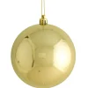 The Christmas Shop Box Of 4 Large Shiny Gold Baubles| Gold Theme|Shatterproof
