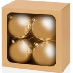 The Christmas Shop Box Of 4 Large Shiny Gold Baubles| Gold Theme|Shatterproof