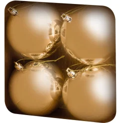 The Christmas Shop Box Of 4 Large Shiny Gold Baubles| Gold Theme|Shatterproof
