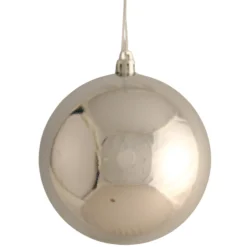The Christmas Shop Box Of 4 Large Shiny Silver Baubles| Silver & White Theme|Shatterproof