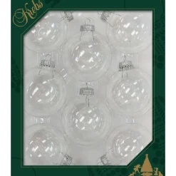 The Christmas Shop Clear Glass Baubles| Silver & White Theme|Glass
