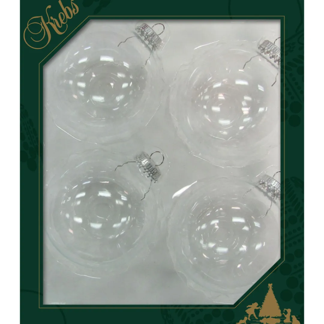 The Christmas Shop Clear Glass Baubles| Silver & White Theme|Glass