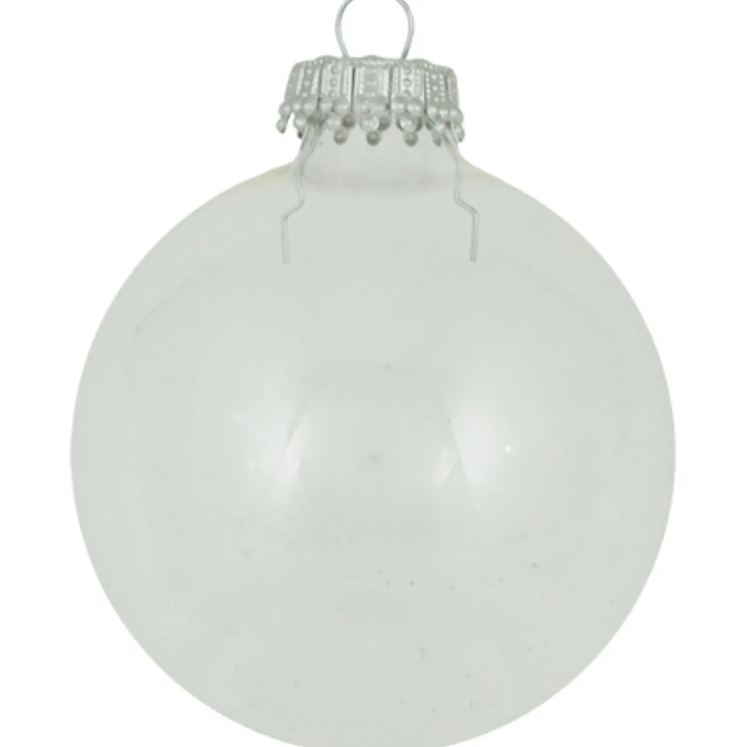 The Christmas Shop Clear Glass Baubles| Silver & White Theme|Glass