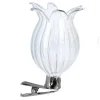 The Christmas Shop Clip-on Glass Flower| Glass|Silver & White Theme