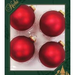 The Christmas Shop 8cm Matt Red Baubles| Glass|Red Theme