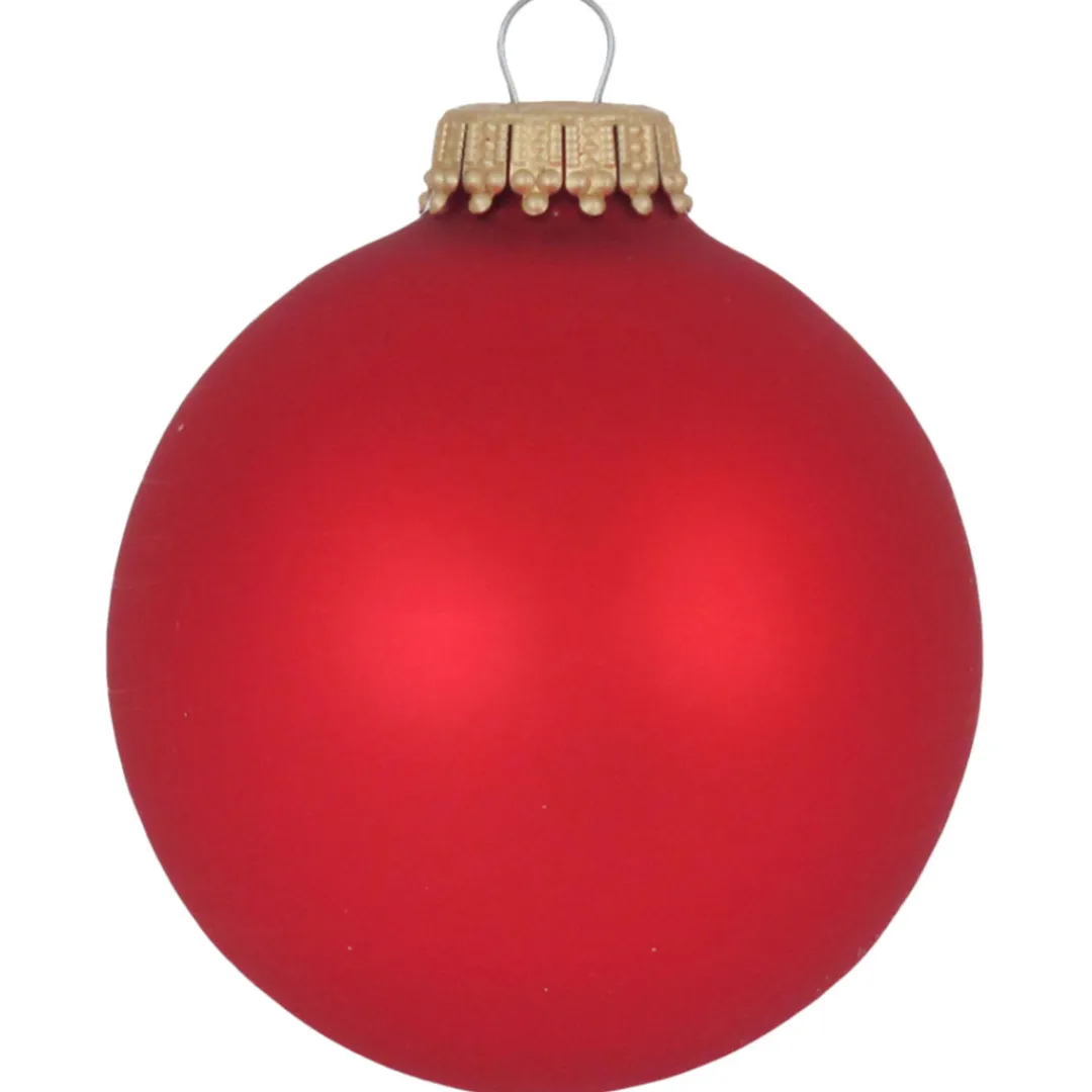 The Christmas Shop 8cm Matt Red Baubles| Glass|Red Theme
