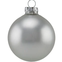 The Christmas Shop 8cm Matt Silver Baubles| Silver & White Theme|Glass