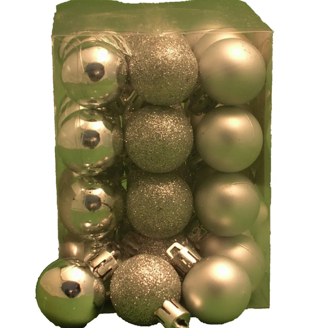 The Christmas Shop 3cm Silver Baubles| Silver & White Theme|Shatterproof