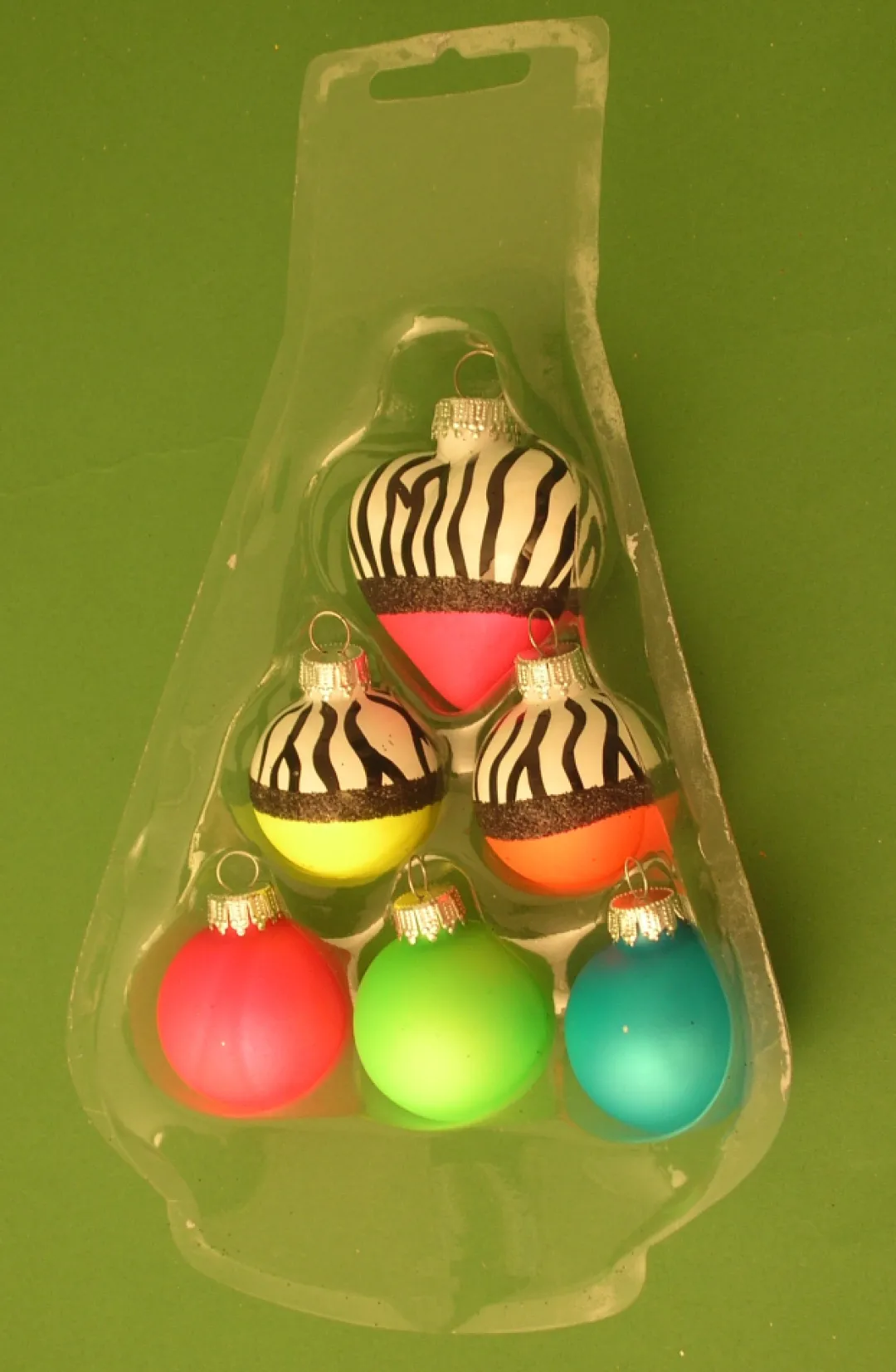 The Christmas Shop Dayglo Baubles With Stripes| Glass