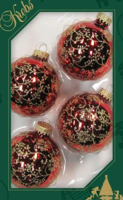 The Christmas Shop Decorated Baubles| Glass|Red Theme