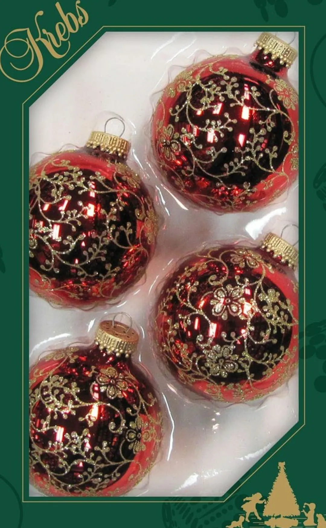 The Christmas Shop Decorated Baubles| Glass|Red Theme