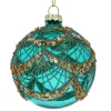 The Christmas Shop Decorated Turquoise Bauble| Other Colours|Glass