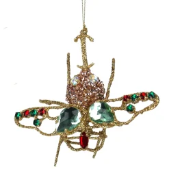 The Christmas Shop Diamante Beetle| Gold Theme