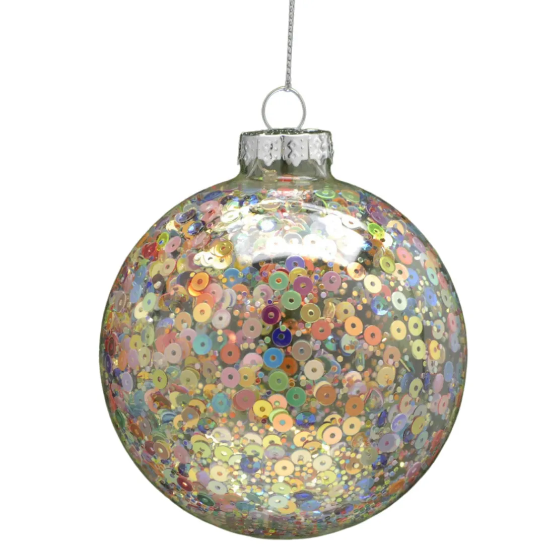 The Christmas Shop Glass Ball With Sequins| Glass|Glass