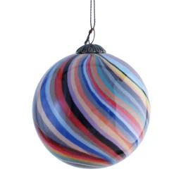 The Christmas Shop Glass Bauble With Swirl Design| Glass|Glass