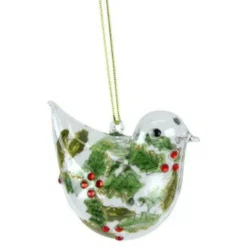The Christmas Shop Glass Bird With Holly Motifs| Characters|Glass