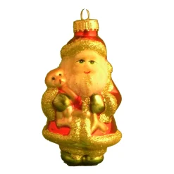 The Christmas Shop Glass Santa With Teddy| Characters|Glass