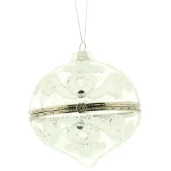 The Christmas Shop Glass Trinket Holder| Glass|Silver & White Theme