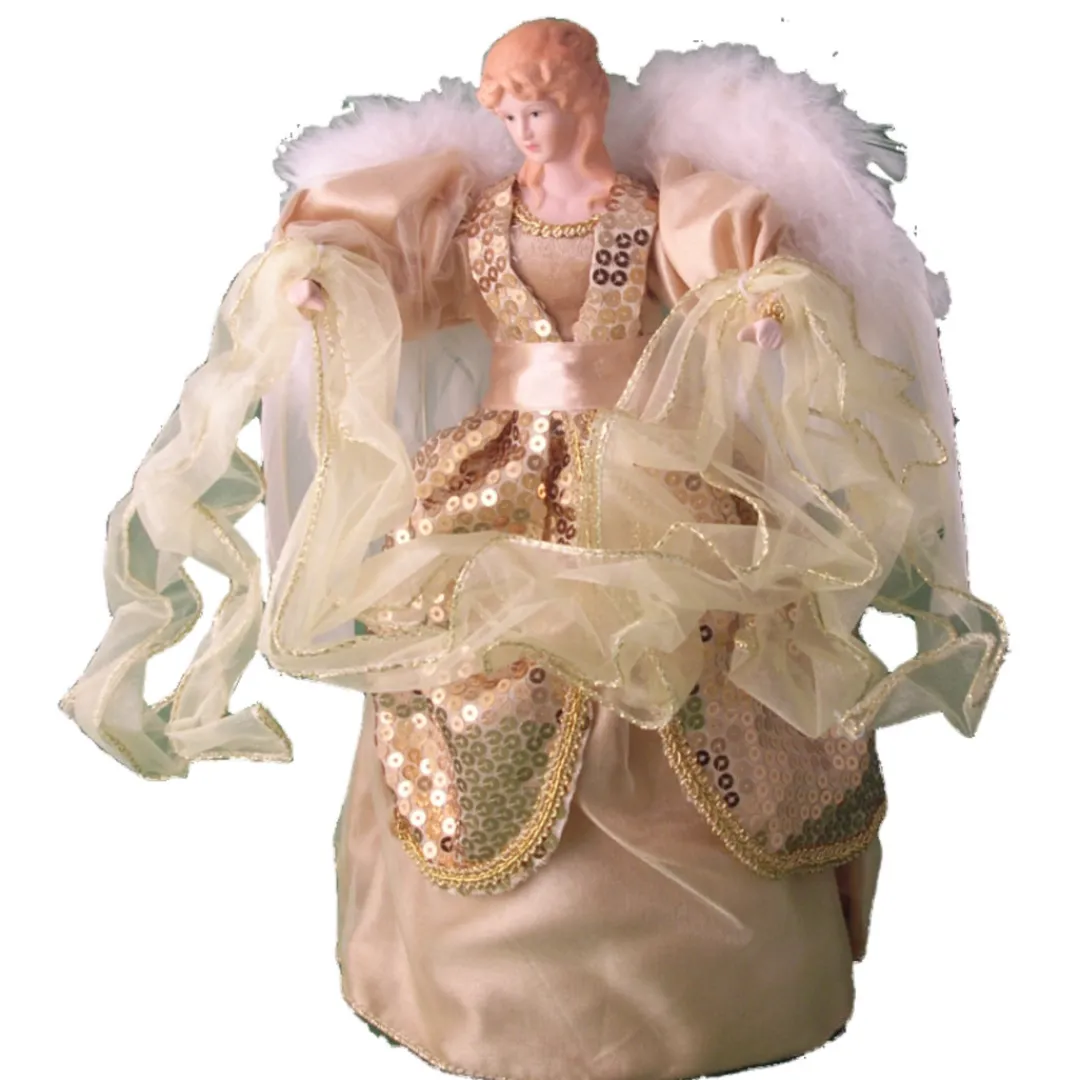 The Christmas Shop Gold Angel With Sequins| Treetop Angels