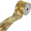 The Christmas Shop Gold Ribbon With Holly Leaf Design| Ribbon|Gold Theme