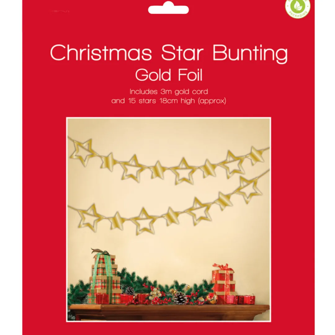 The Christmas Shop Gold Star Bunting| Paper Decorations|Banners & Signs