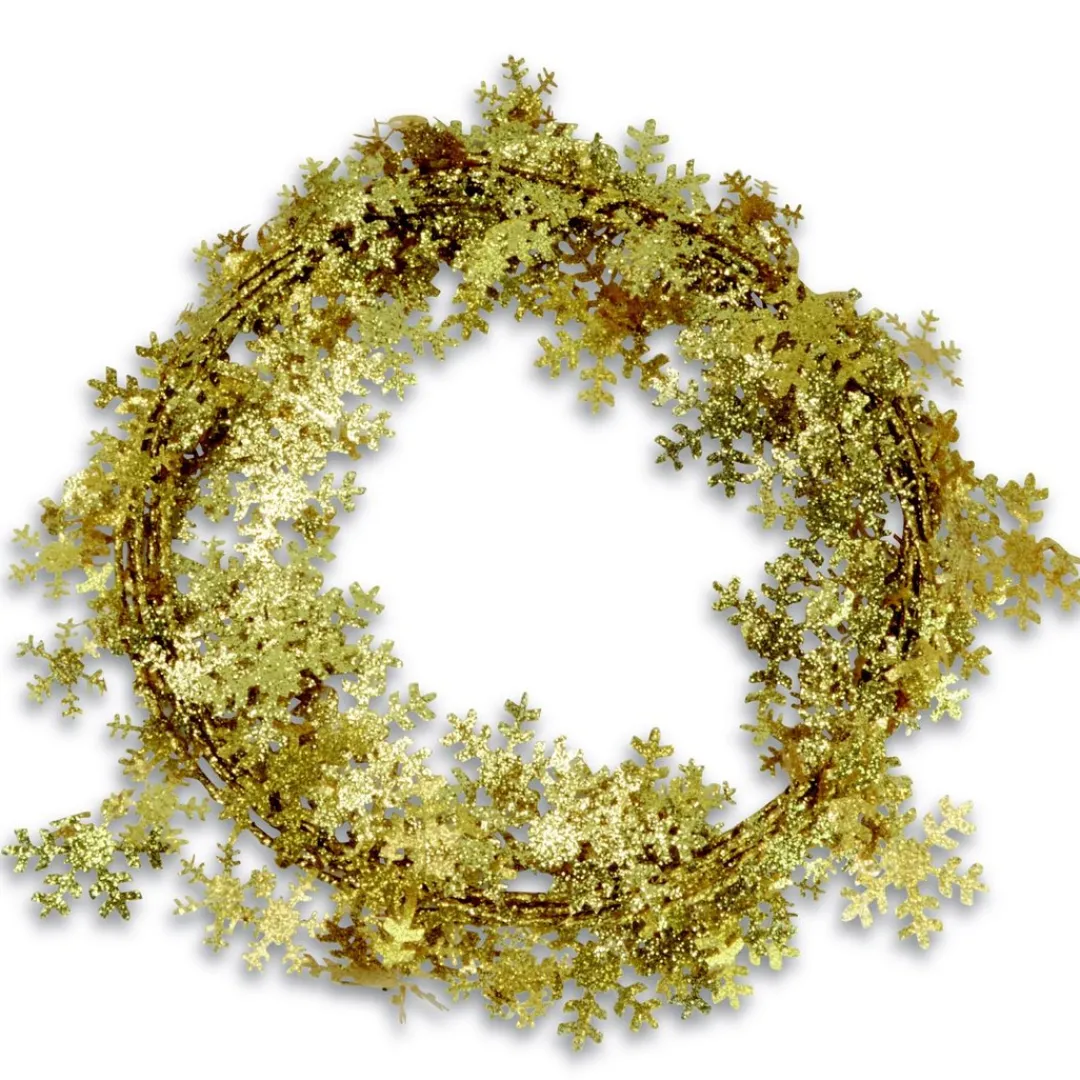 The Christmas Shop Gold Wired Snowflake Garland| Garlands|Gold Theme