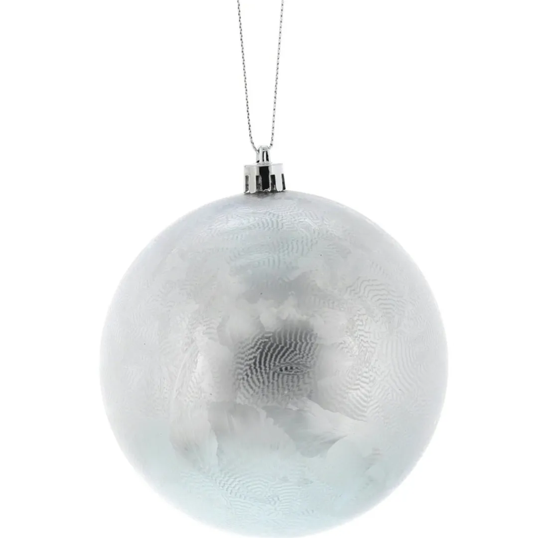 The Christmas Shop Ice Effect Glastic Bauble| Silver & White Theme|Shatterproof