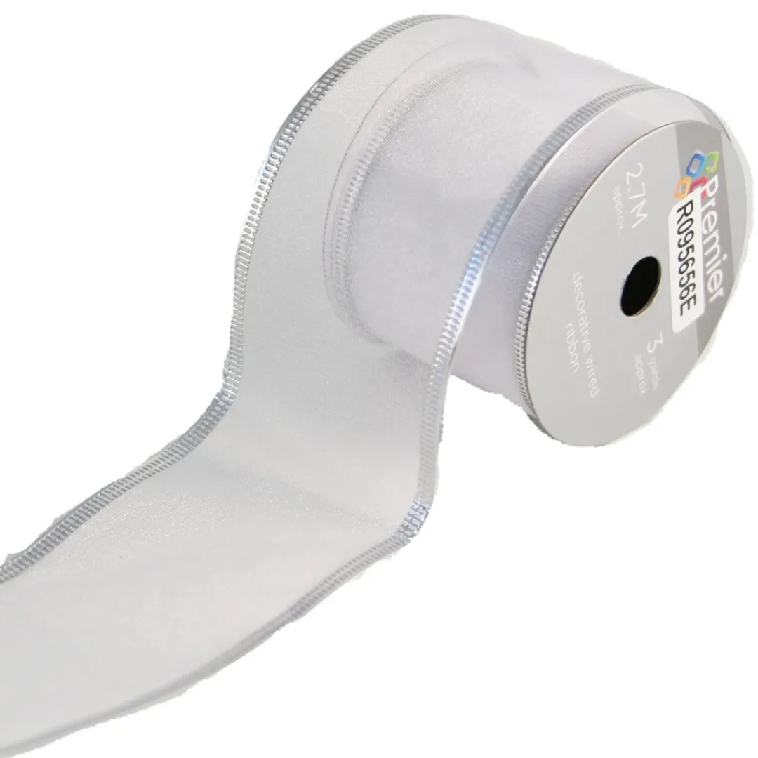 The Christmas Shop Iridescent Sheer Ribbon| Ribbon|Silver & White Theme