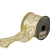 The Christmas Shop Ivory Ribbon With Gold Glitter Swirls| Ribbon|Gold Theme
