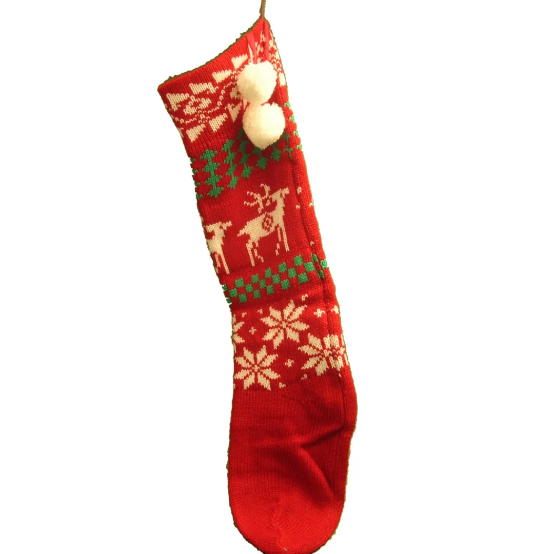The Christmas Shop Knitted Stocking With Reindeer Design| Stockings