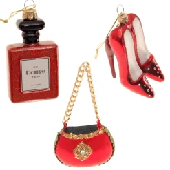 The Christmas Shop Lady In Red Set| Glass|Red Theme