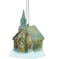 The Christmas Shop Light-up Church| Battery Operated Lights|Silver & White Theme