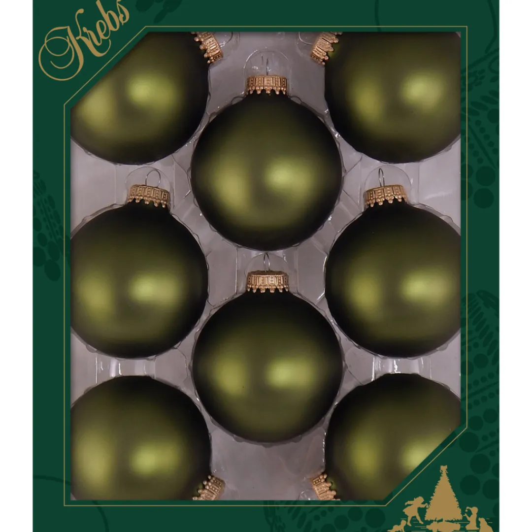 The Christmas Shop Matt Lime Green Glass Baubles| Other Colours|Glass