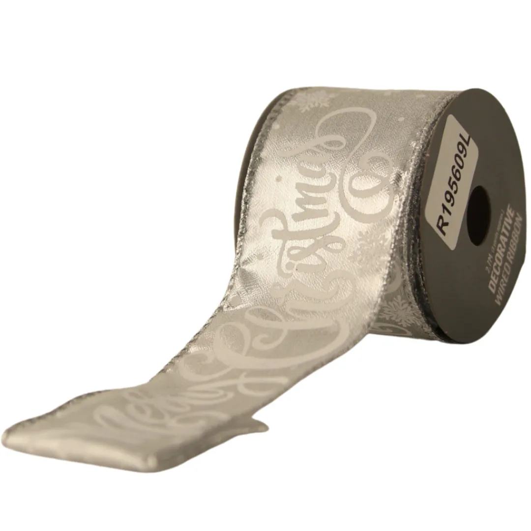 The Christmas Shop Merry Christmas Ribbon| Ribbon|Silver & White Theme