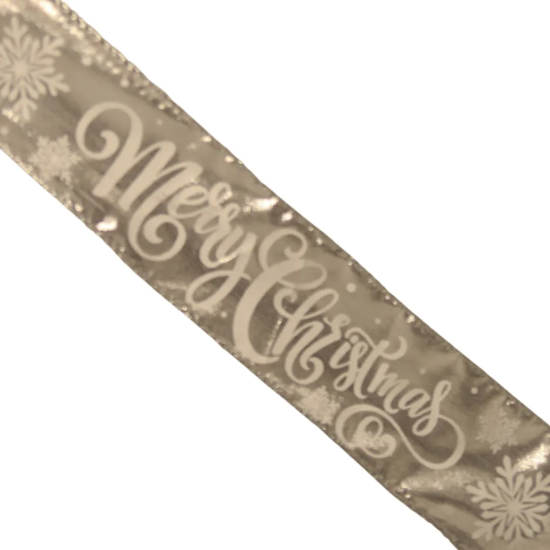 The Christmas Shop Merry Christmas Ribbon| Ribbon|Silver & White Theme