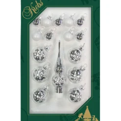 The Christmas Shop Mini Silver Trim Set| Glass|Silver & White Theme