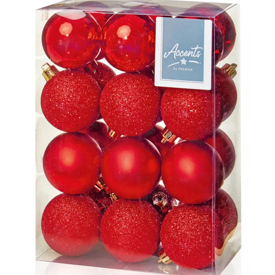The Christmas Shop 60mm Red Shatterproof Baubles| Red Theme|Shatterproof