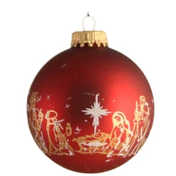 The Christmas Shop Nativity Glass Baubles (seconds)| Glass|Red Theme