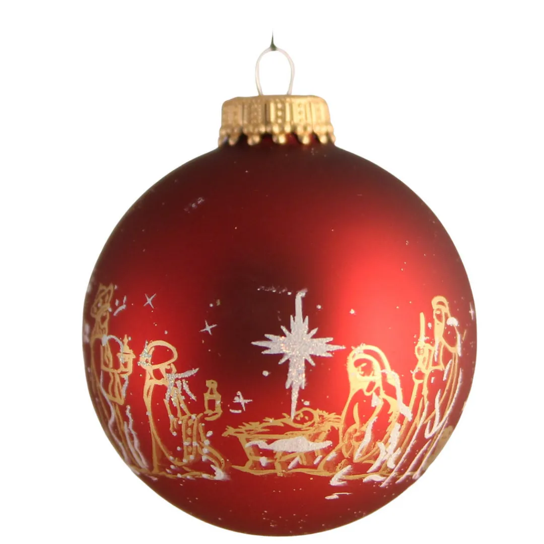 The Christmas Shop Nativity Glass Baubles (seconds)| Glass|Red Theme