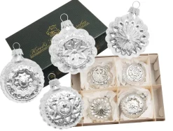 The Christmas Shop Nostalgic Silver Glass Hangers| Glass|Silver & White Theme