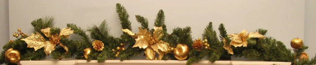 The Christmas Shop Pine Twig Garland With Gold Trimmings| Garlands
