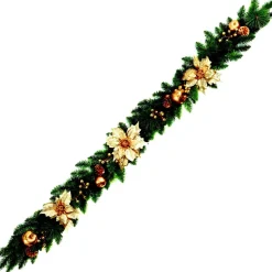 The Christmas Shop Pine Twig Garland With Gold Trimmings| Garlands