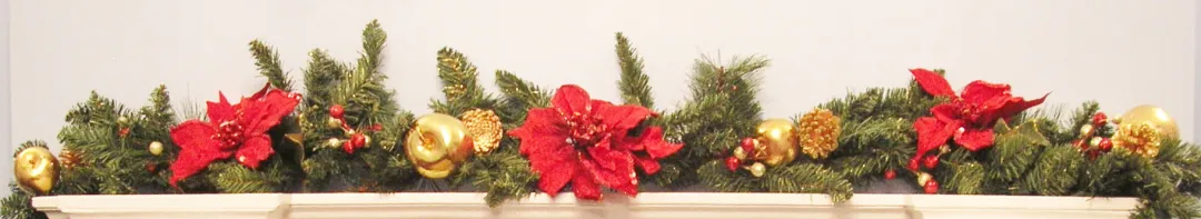 The Christmas Shop Poinsettia Pine Garland| Garlands